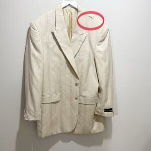STACY ADAMS Men’s Beige Stripe PEEKER Single Breasted Sports Coat Blazer Sz 44L